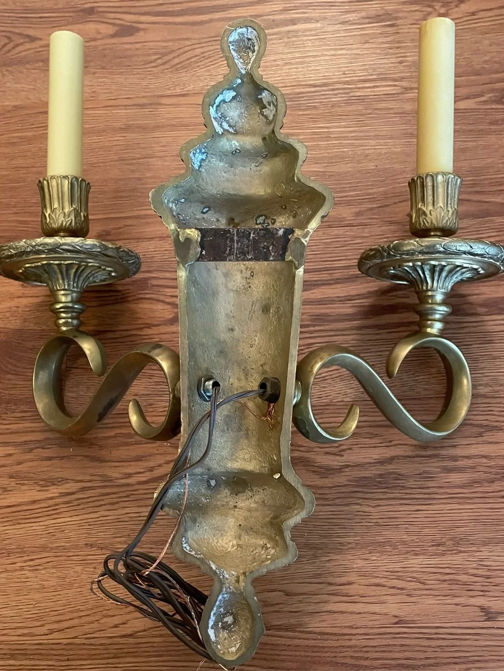 Antique E F Caldwell Large Bronze 2 Light Sconce Gilt Patina
